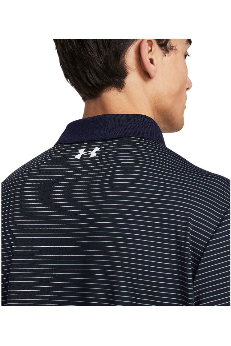 Picture of Under Armour Men's UA Matchplay Stripe Polo Shirt - Midnight Navy / Matrix Green 415