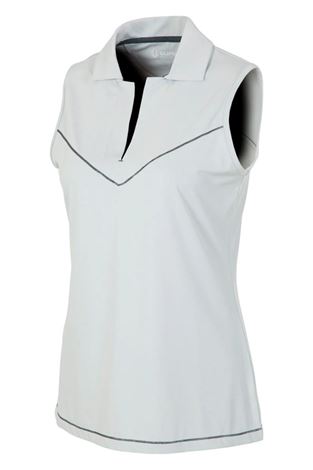 Show details for Sunice Ladies Doreen Sleeveless Polo - Oyster / Charcoal