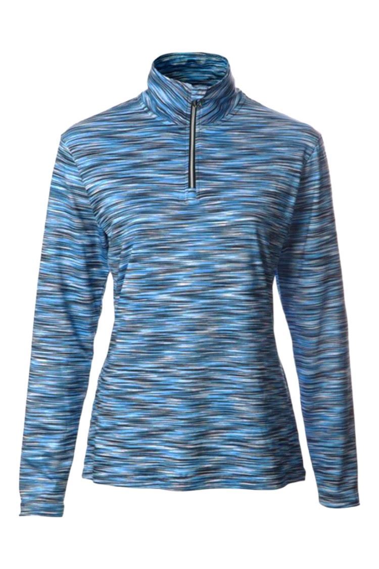 Picture of JRB zns  Ladies Long Sleeve Quarter Zip Top - Blue / White Linear