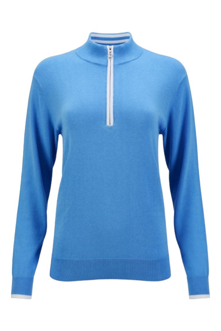 Picture of JRB zns Ladies 1/4 Zip Sweater - Azure Blue