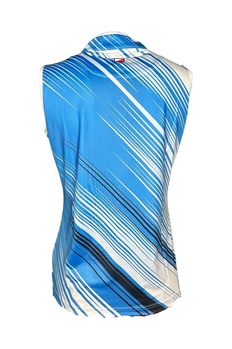 Picture of JRB Ladies Sleeveless Diagonal Stripe Patterned Polo - Azure Blue