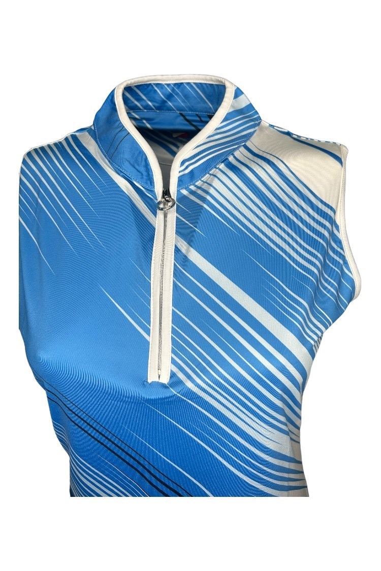 Picture of JRB Ladies Sleeveless Diagonal Stripe Patterned Polo - Azure Blue