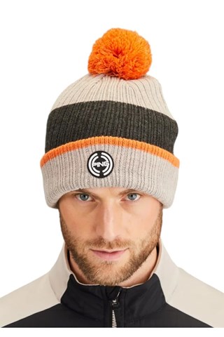 Picture of Ping zns Men's Bassett Striped Knitted Hat - Dark Mushroom Multi