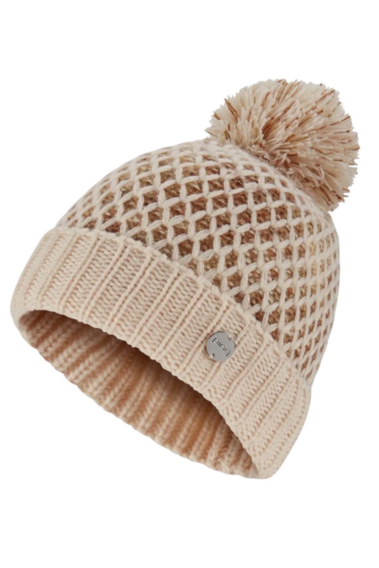 Picture of Ping Ladies Oti Textured Knitted Bobble Hat - Sand Multi
