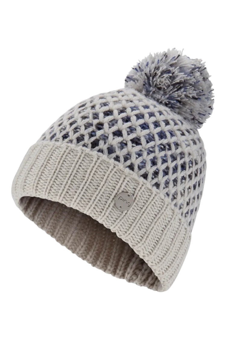 Picture of Ping Ladies Oti Textured Knitted Bobble Hat - Quiet Grey Multi