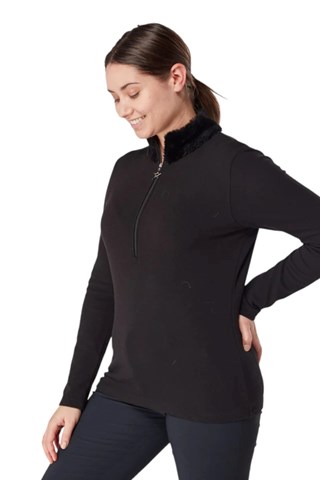 Picture of Swing out Sister Ladies Tigress Faux Fur Top - Pearl Black