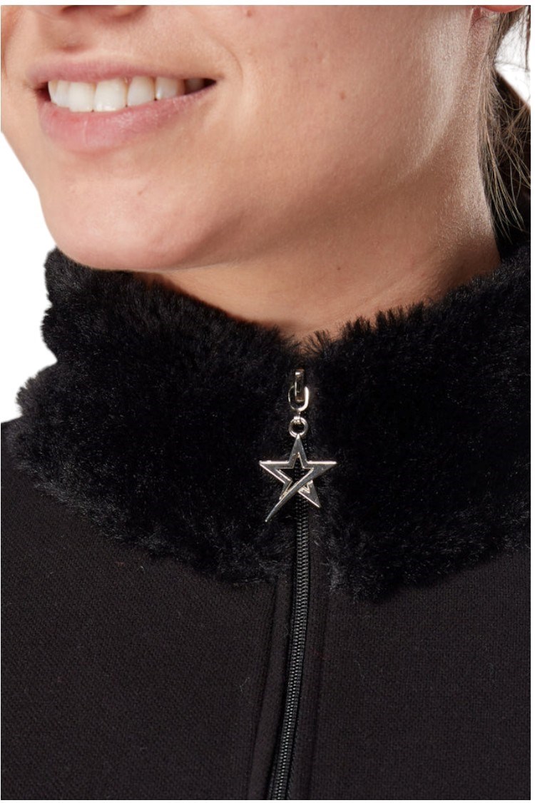 Picture of Swing out Sister Ladies Tigress Faux Fur Top - Pearl Black