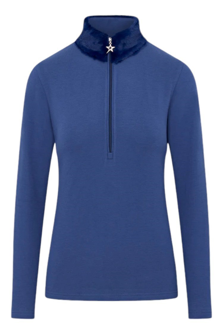 Picture of Swing out Sister Ladies Tigress Faux Fur Top - Twilight Blue