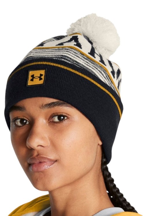 Under Armour Halftime Pom Golf Beanie - Summit White/Golden Yellow/Black