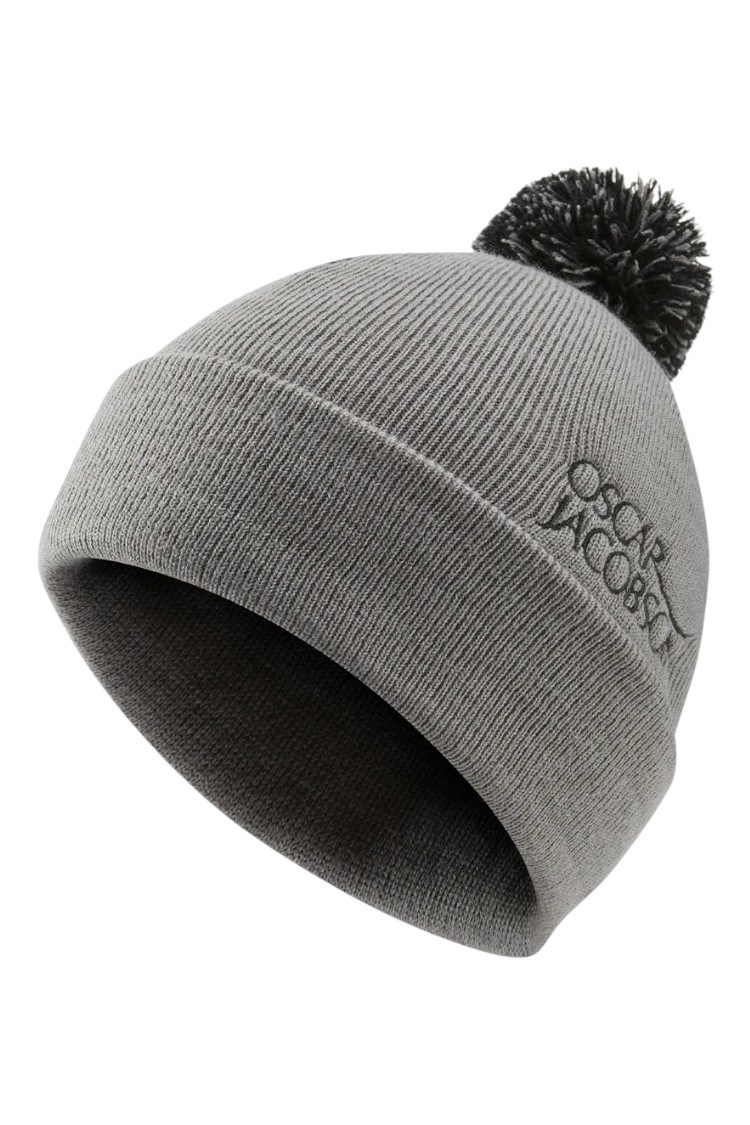 Picture of Oscar Jacobson zns Men's Knitted Hat II Pom Pom Hat - Pewter