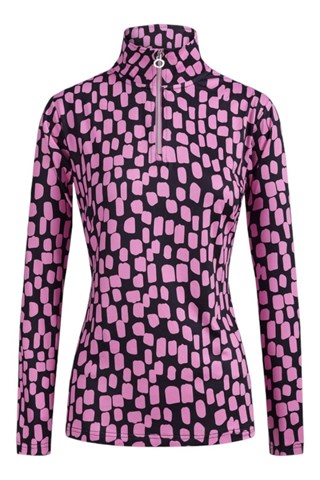 Picture of JRB zns  Ladies Long Sleeve Quarter Zip Top - Fuchsia Print