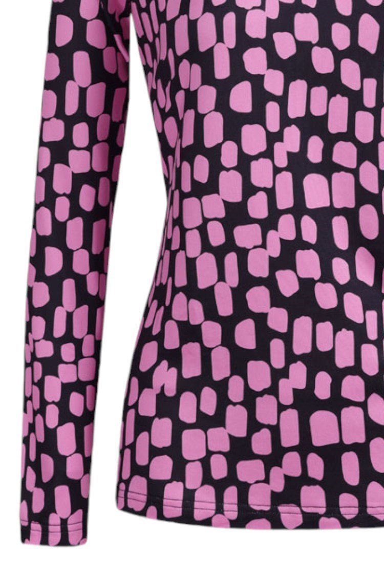 Picture of JRB zns  Ladies Long Sleeve Quarter Zip Top - Fuchsia Print