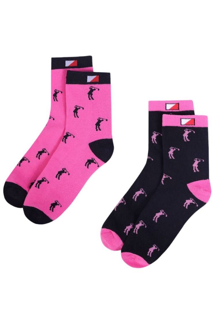 Picture of JRB zns Ladies Ankle Socks - 2 Pack - Fuchsia Pink / Black
