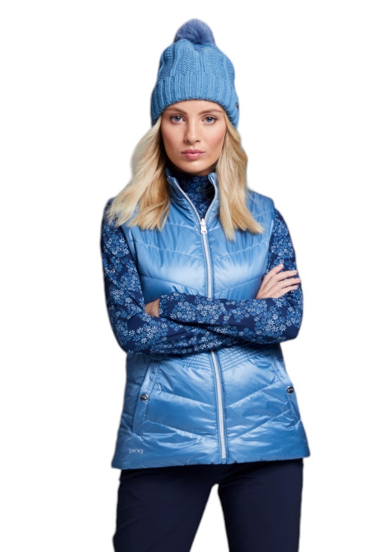 Picture of Ping Ladies Lola Reversible Gilet - Stone Blue Multi