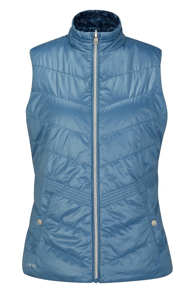 Picture of Ping Ladies Lola Reversible Gilet - Stone Blue Multi