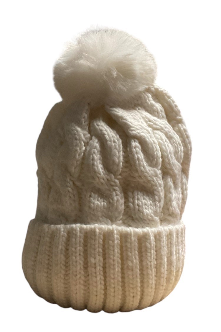 Ladies white bobble hat on sale