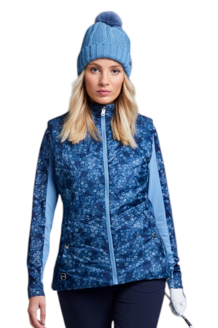 Picture of Ping Ladies Zenya Long Sleeve Top - Stone Blue Multi UK 8 & 20 ONLY