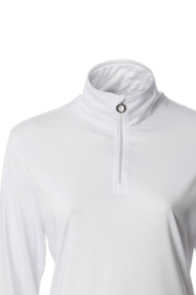 Picture of JRB zns Ladies Long Sleeve Quarter Zip Top - White