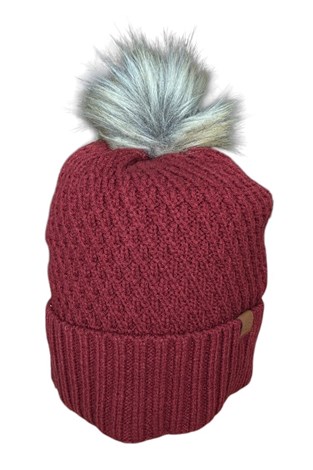 Show details for Callaway Ladies Cuffed Pom Knitted Hat - Rust