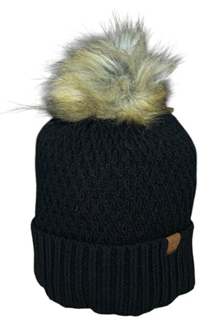 Show details for Callaway Ladies Cuffed Pom Knitted Hat - Black