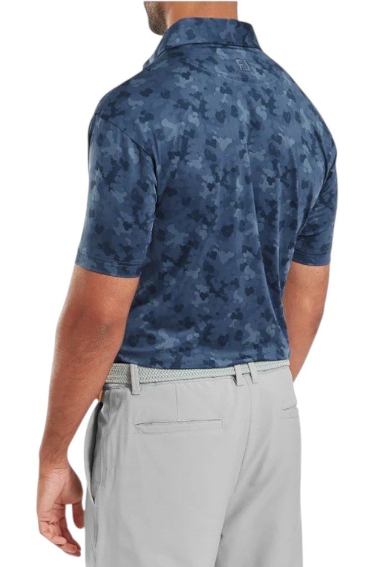 Picture of Footjoy Men's Pop Camo Lisle Golf Polo - Dark Denim