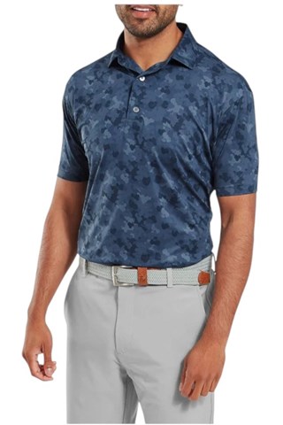 Picture of Footjoy Men's Pop Camo Lisle Golf Polo - Dark Denim