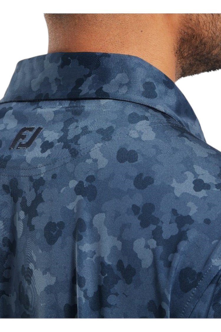Picture of Footjoy Men's Pop Camo Lisle Golf Polo - Dark Denim