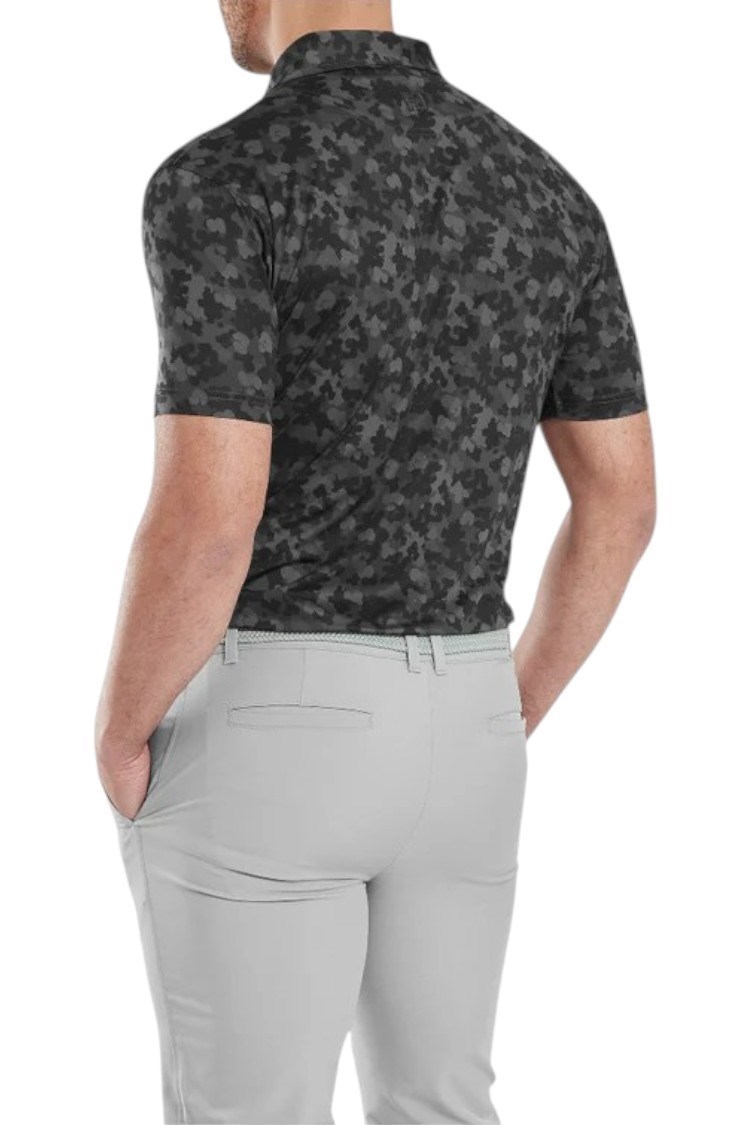 Picture of Footjoy Men's Pop Camo Lisle Golf Polo - Black