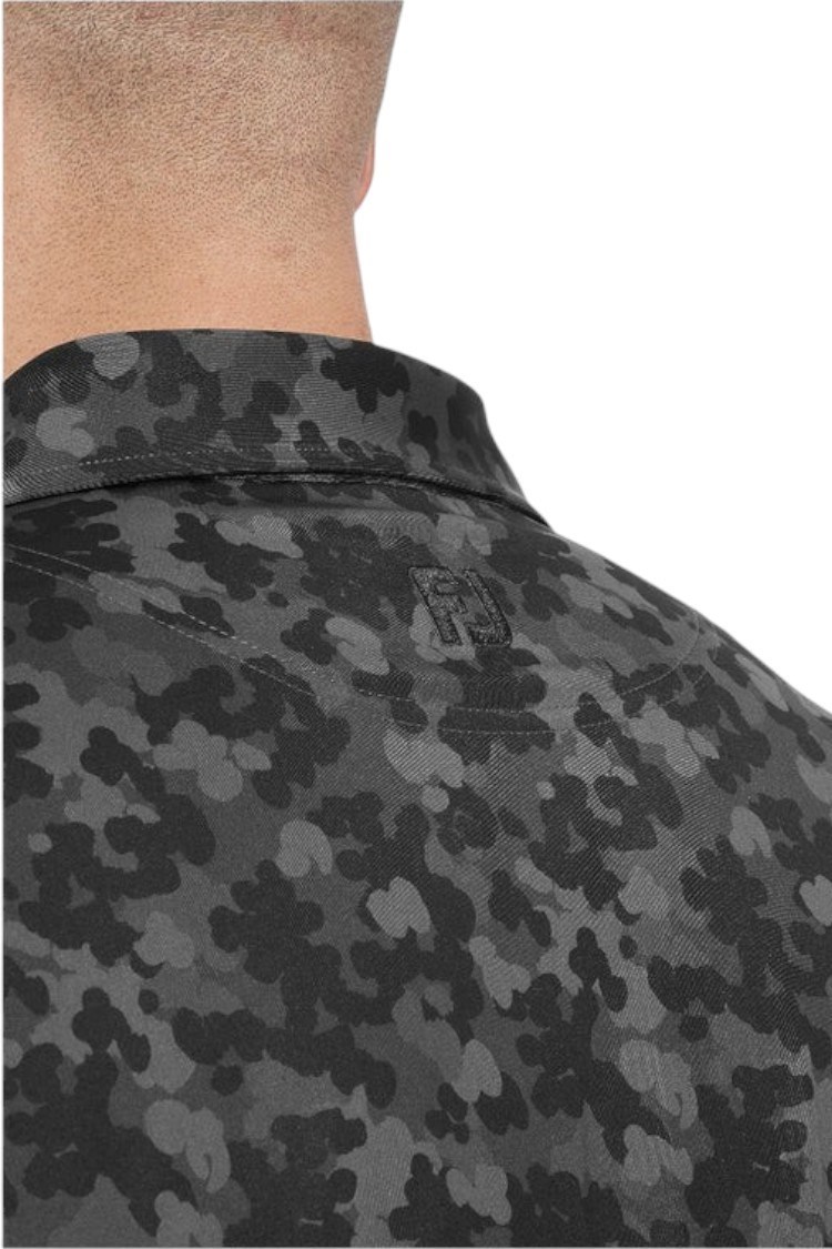 Picture of Footjoy Men's Pop Camo Lisle Golf Polo - Black