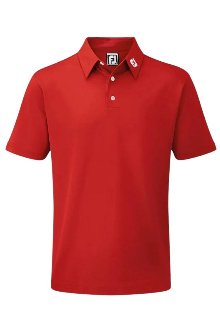 Picture of Footjoy Mens Stretch Pique Solid Colour Golf Polo - Red