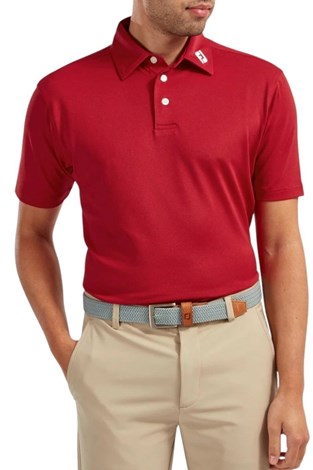 Show details for Footjoy Mens Stretch Pique Solid Colour Golf Polo - Red