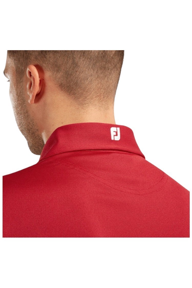 Picture of Footjoy Mens Stretch Pique Solid Colour Golf Polo - Red