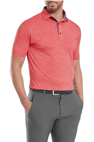 Show details for Footjoy Men's Heather Lisle with Trim Polo - Hibiscus Heather