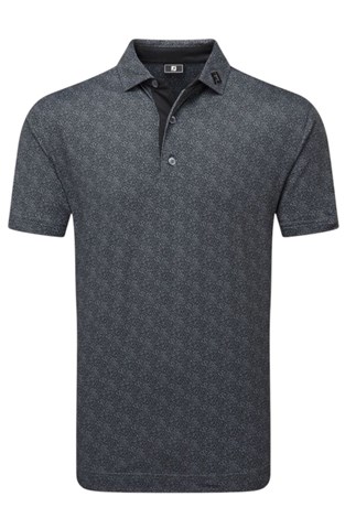 Show details for Footjoy Men's Speckle Print Pique Polo Shirt - Black / Flint