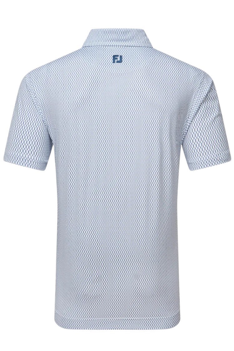 Picture of Footjoy Men's Irongate Print Lisle Polo Shirt - White / Navy
