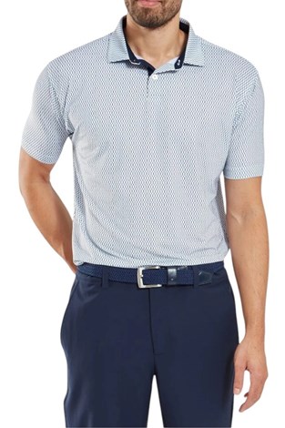 Show details for Footjoy Men's Irongate Print Lisle Polo Shirt - White / Navy