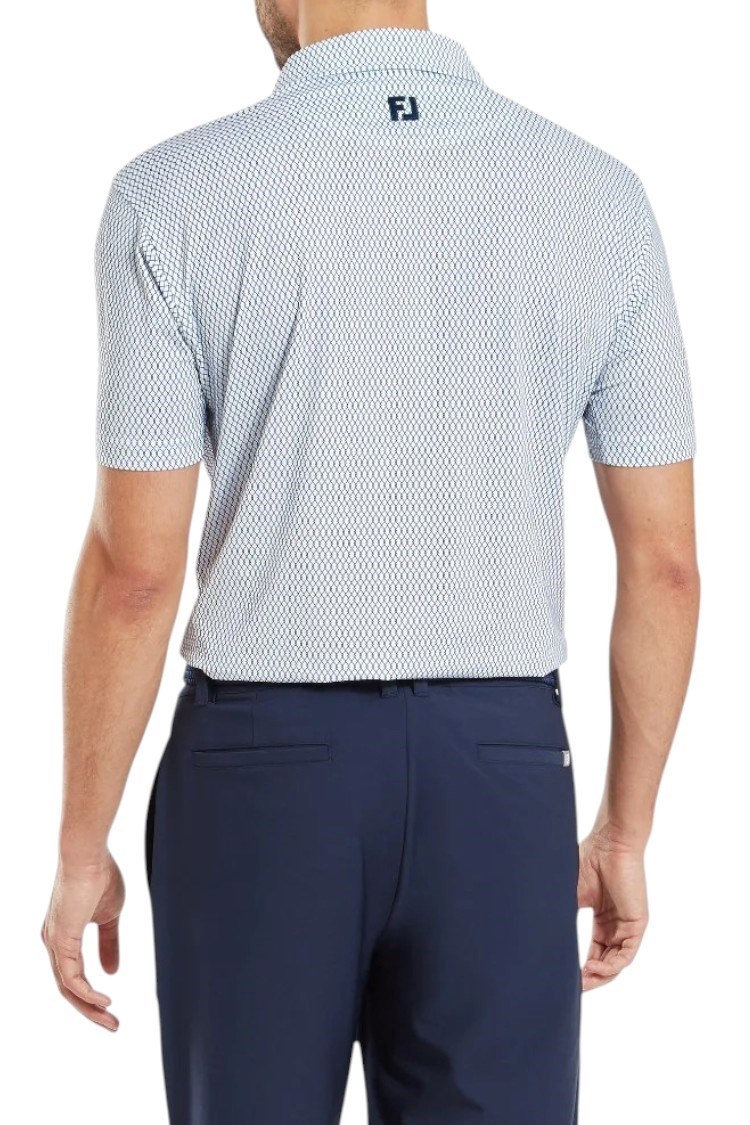 Picture of Footjoy Men's Irongate Print Lisle Polo Shirt - White / Navy