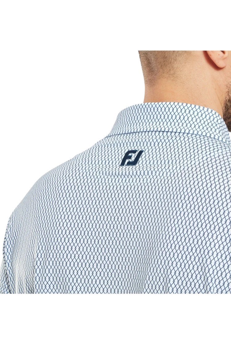 Picture of Footjoy Men's Irongate Print Lisle Polo Shirt - White / Navy