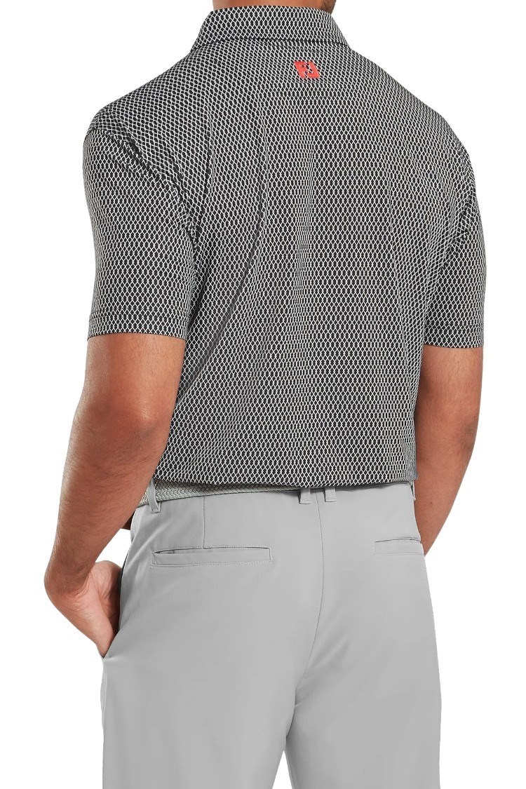 Picture of Footjoy zns  Men's Irongate Print Lisle Polo Shirt - Black / White
