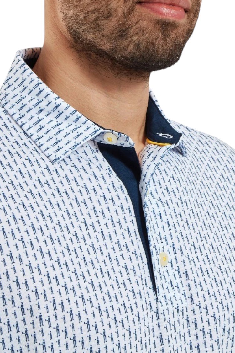 Picture of Footjoy Men's Figure Print Lisle Polo Shirt - White / Navy