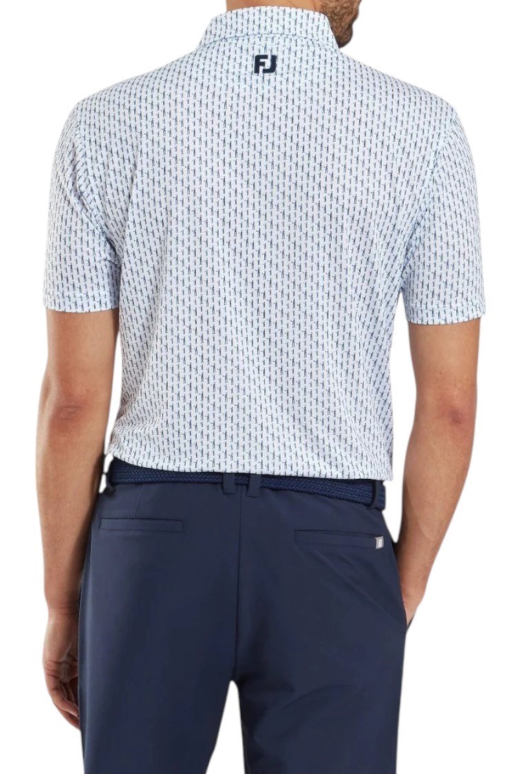Picture of Footjoy Men's Figure Print Lisle Polo Shirt - White / Navy
