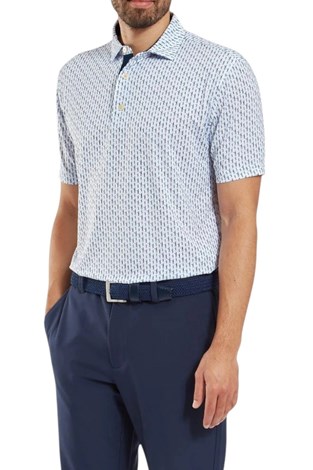 Show details for Footjoy Men's Figure Print Lisle Polo Shirt - White / Navy
