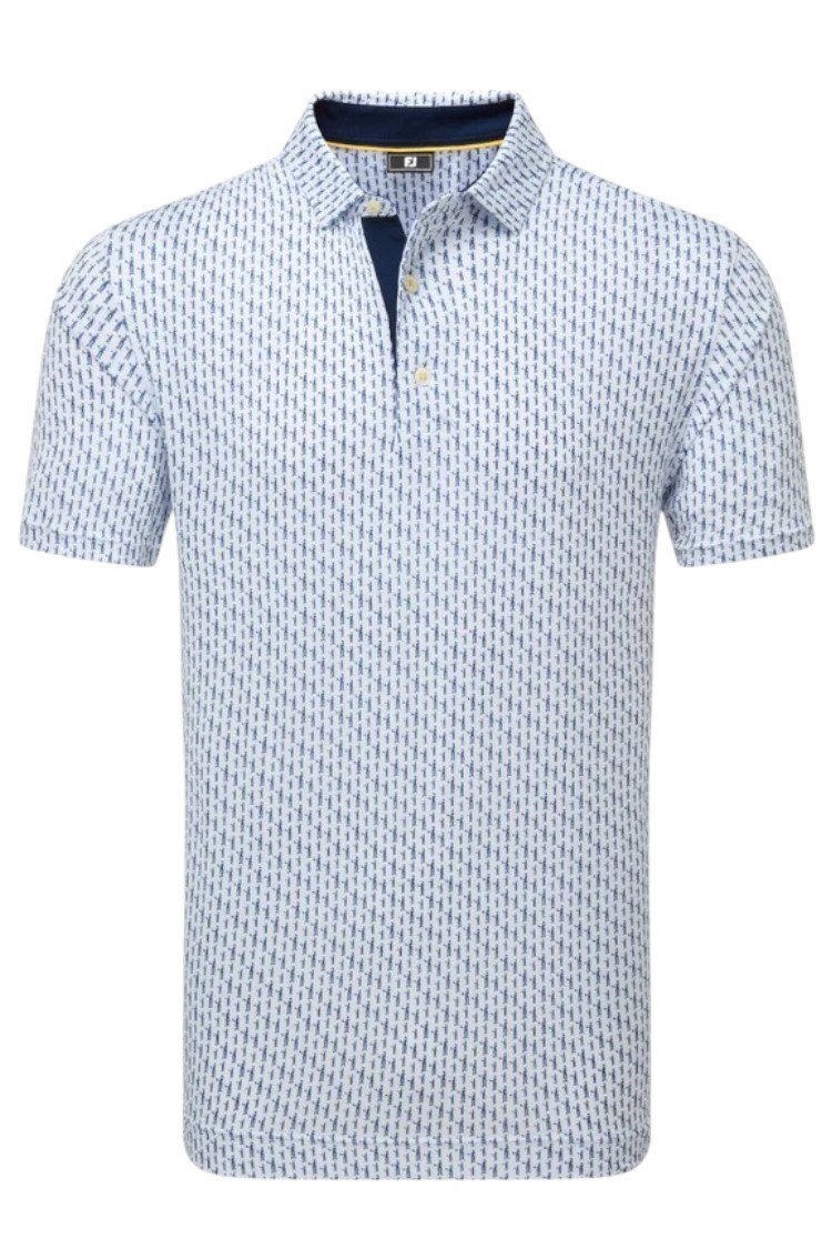 Picture of Footjoy Men's Figure Print Lisle Polo Shirt - White / Navy