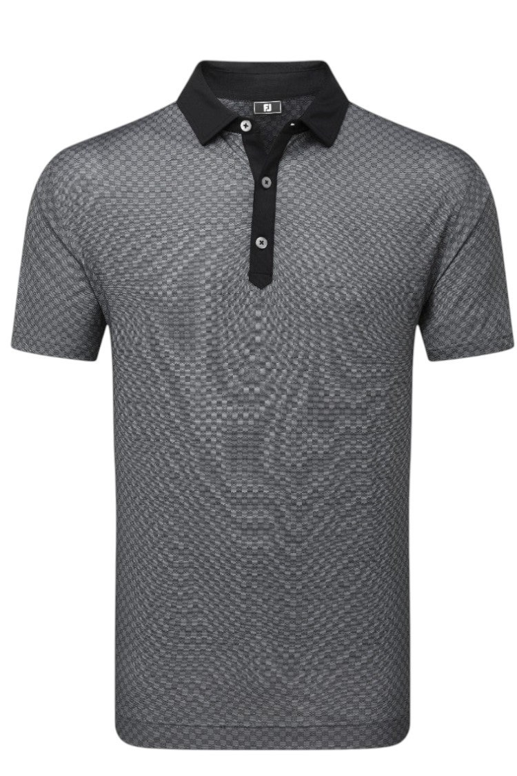 Picture of Footjoy Men's Checker Print Lisle Polo Shirt - Black