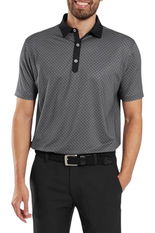 Show details for Footjoy Men's Checker Print Lisle Polo Shirt - Black
