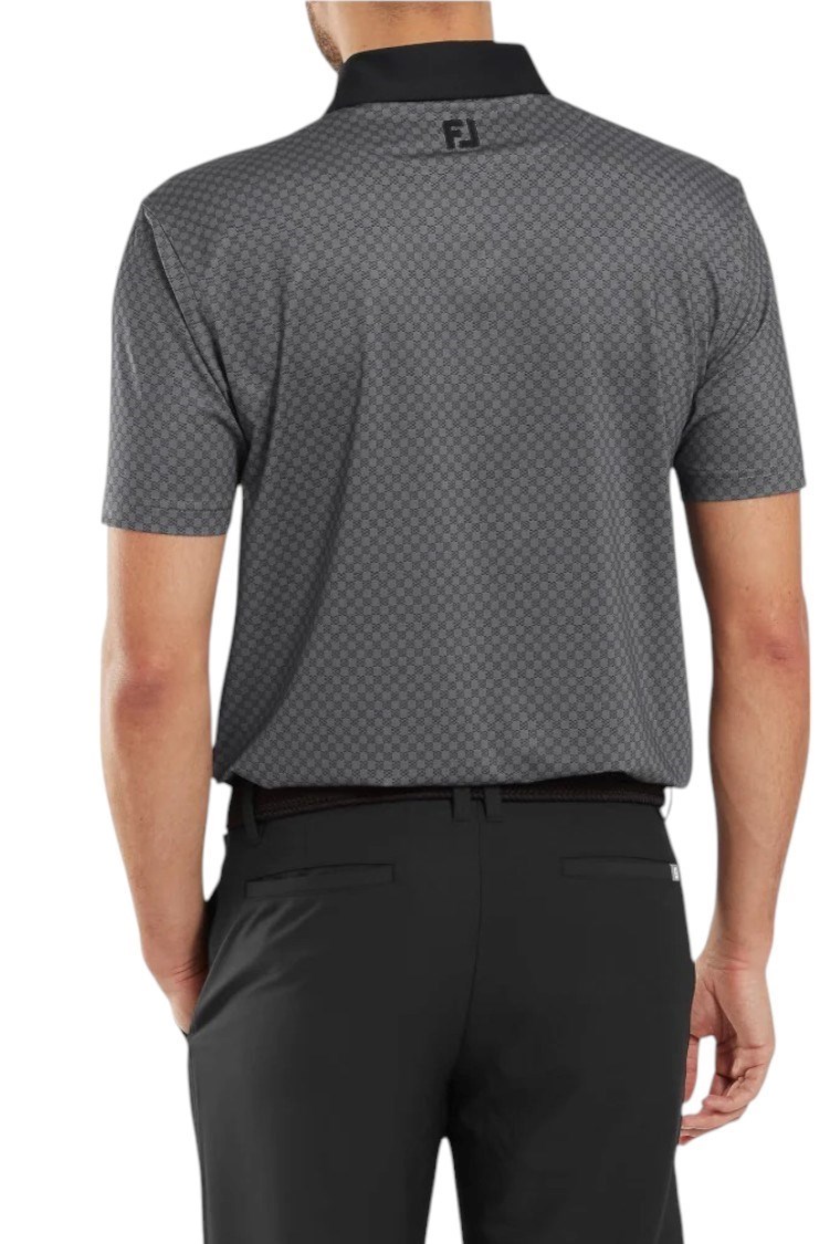 Picture of Footjoy Men's Checker Print Lisle Polo Shirt - Black