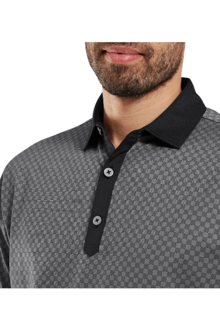 Picture of Footjoy Men's Checker Print Lisle Polo Shirt - Black