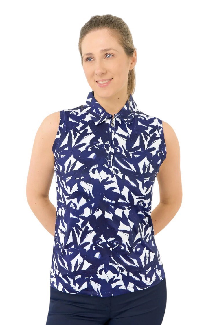 Picture of Pure Golf zns Ladies Amity Sleeveless Polo Shirt - Wild Peony Navy