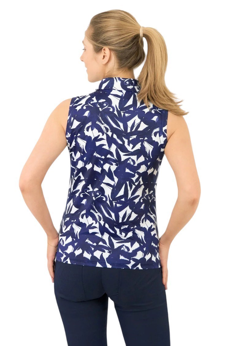 Picture of Pure Golf zns Ladies Amity Sleeveless Polo Shirt - Wild Peony Navy