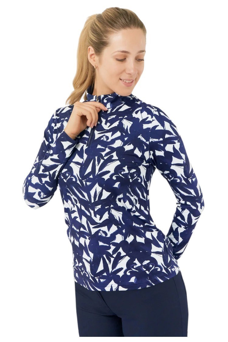 Picture of Pure Golf zns Ladies Serenity Midlayer Top - Wild Peony Navy
